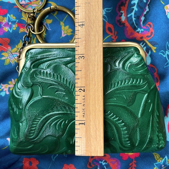 Brand New Patricia Nash Genuine Leather Green Large Borse Coin Purse Key Holder - Picture 12 of 15